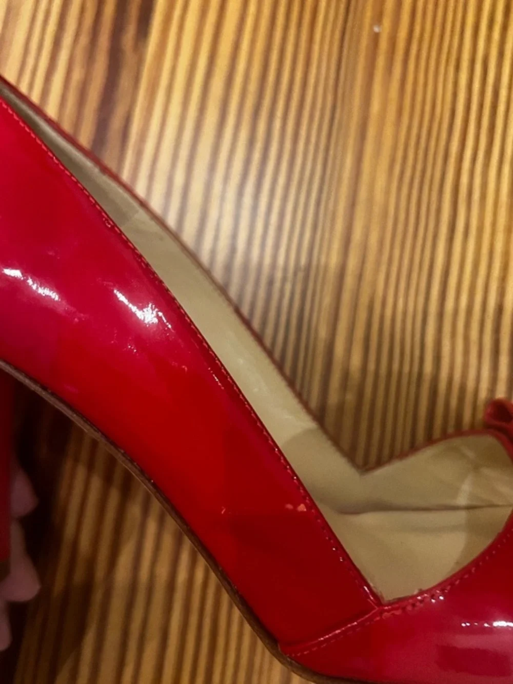 Kate Spade Maria Red Patton Opened Toe Heel SZ 6